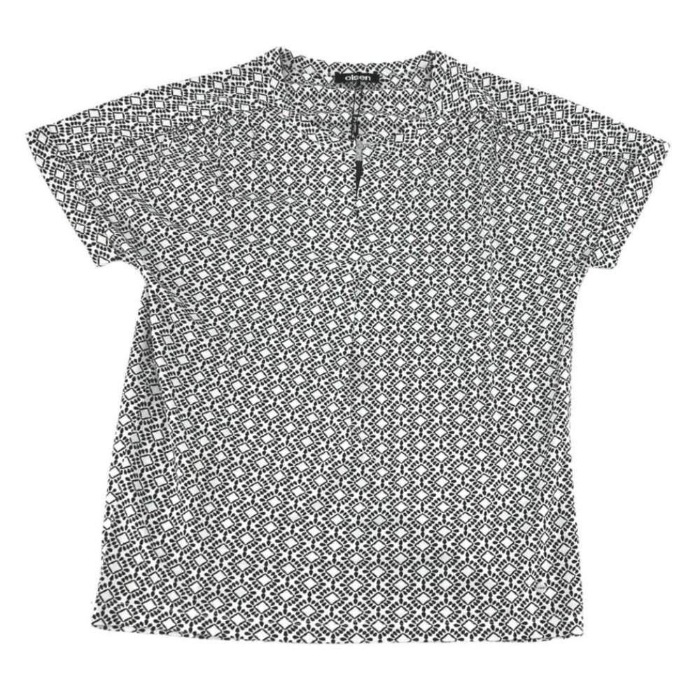 Olsen | Women's Cosima 1/4 Sleeve T-Shirt | Black & White | Size 4